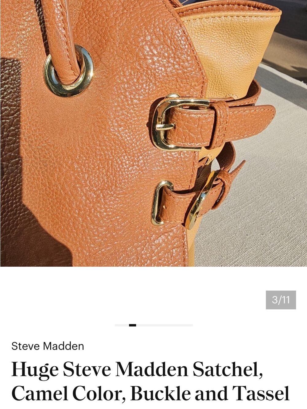 Steve Madden Tan and Cream Leather Satchel - Picture 9 of 10